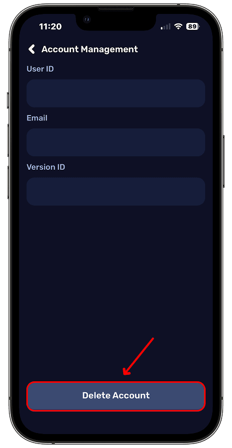 Pingua settings and account management screens with the account deletion path highlighted.