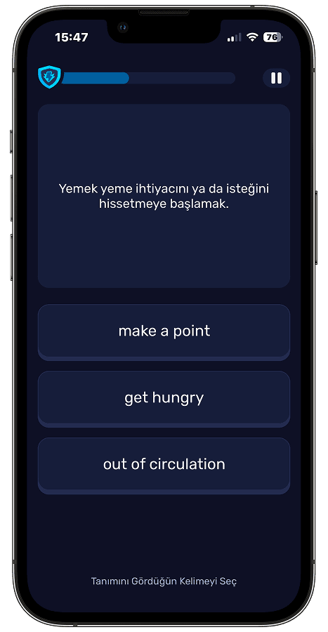 Collocations study screen