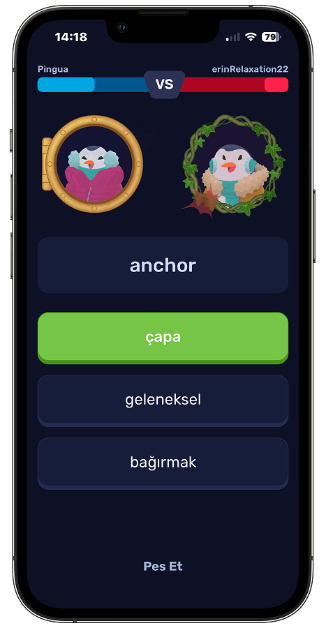 Word duel game screen